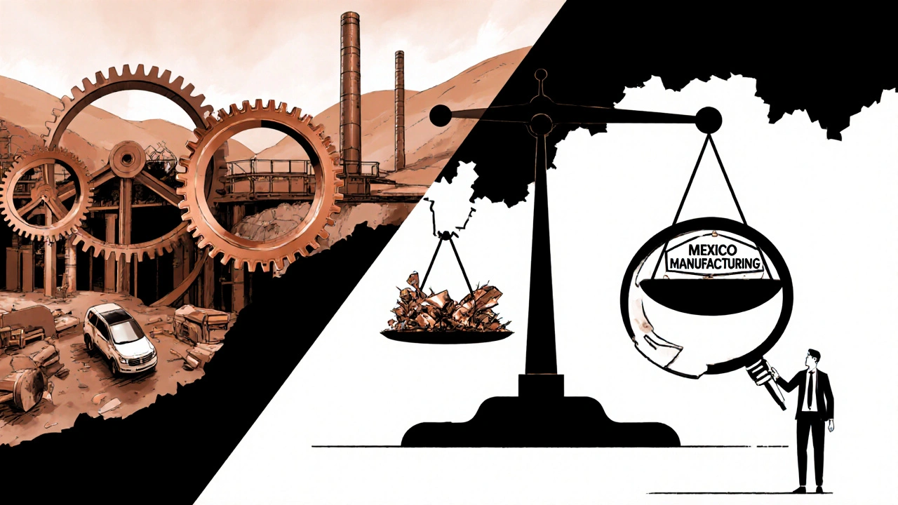 Miniera di rame in Perù che alimenta veicoli elettrici, mentre il settore manifatturiero messicano crolla.