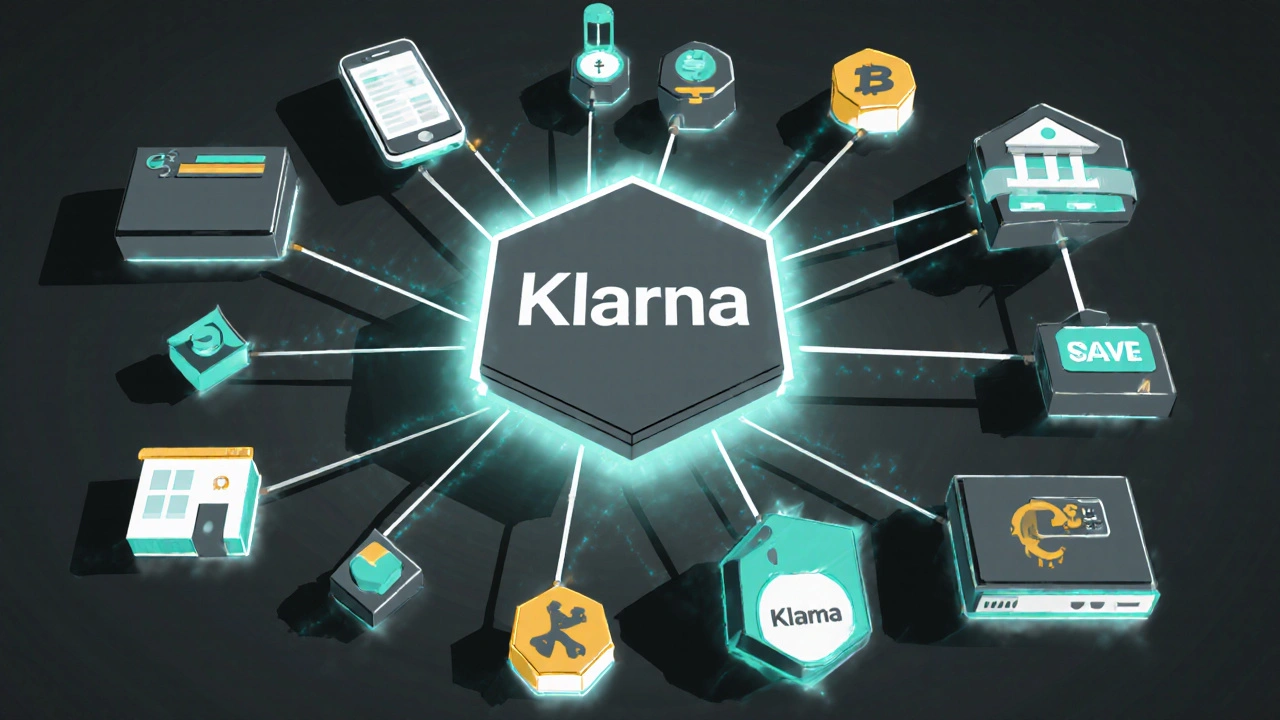 Rete neurale geometrica che rappresenta l'IA di Klarna che analizza i pagamenti in tempo reale.