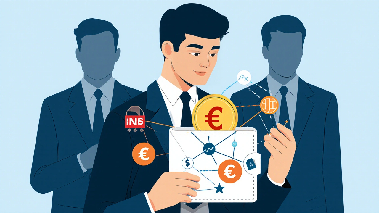 Una moneta da un euro che si trasforma in un portafoglio di investimenti automatizzati.