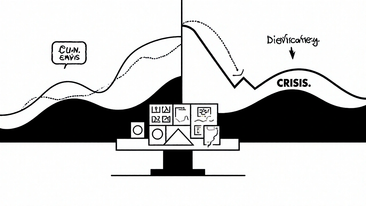 Confronto tra correzione e crisi con portafoglio diversificato in stile Bauhaus