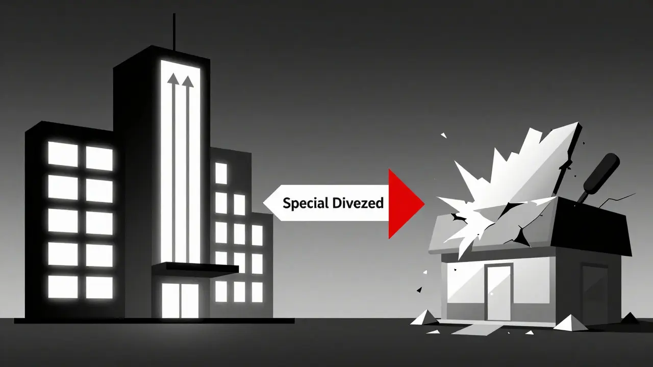 Confronto tra azienda in crescita e negozio in declino con dividendo speciale