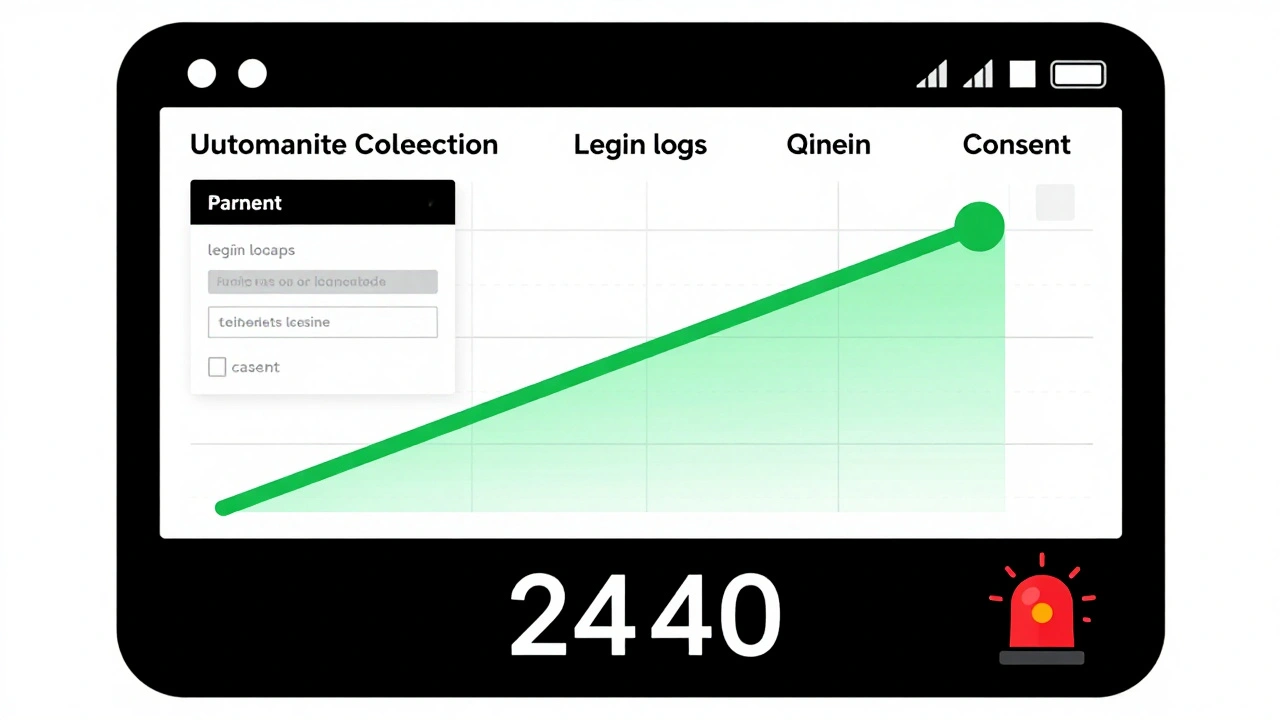 Dashboard digitale che raccoglie automaticamente prove di transazione con conto alla rovescia di 24 ore.