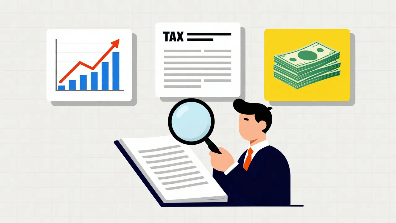 Investitore che analizza dividendo speciale con elementi geometrici