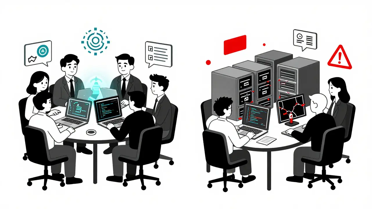 Confronto tra team integrato e team frammentato nello sviluppo sicuro delle app bancarie.